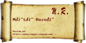 Máté Rezső névjegykártya